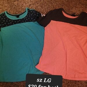 Rue21 Colorblock Short Sleeve Tees - Teal & Coral